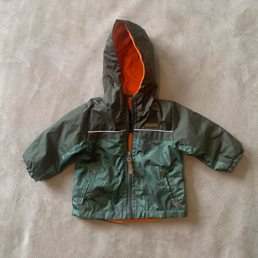 Olive Green/Orange Jacket with Dinosaur Print NWT - size 12M